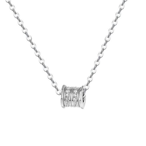 Argent sterling 925 collier, avec 2inch chaînes de rallonge, Plaqué de platine, pour femme & avec strass, Longueur Environ 15.7 pouce, Vendu par PC