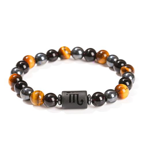 Hematite Bracelet 12 Signs of the Zodiac handmade Unisex beads length 8mm Length Approx 7-8 Inch Sold By PC