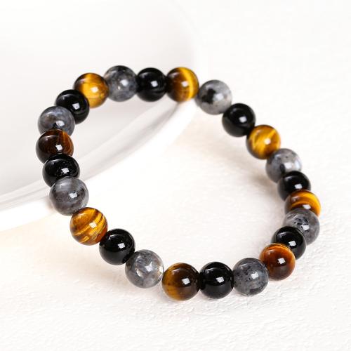 Labradorite Bracelet with Black Stone Round handmade & Unisex Length Approx 7-8 Inch Sold By PC