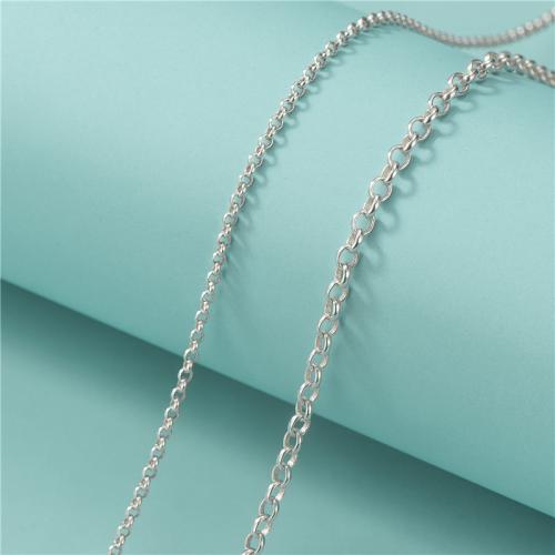 Sterling srebro lanac, 925 Sterling Silver, možete DIY & različite veličine za izbor & ovalni lanac, srebro, Prodano By PC