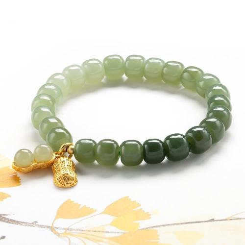 Hetian Jade Bracelet with Zinc Alloy Peanut fashion jewelry & for woman Length Approx 6-8 Inch Sold By PC
