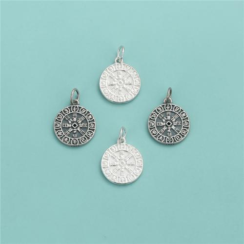 925 Sterling Silver Pendant Flat Round DIY Approx 3.6mm Sold By PC