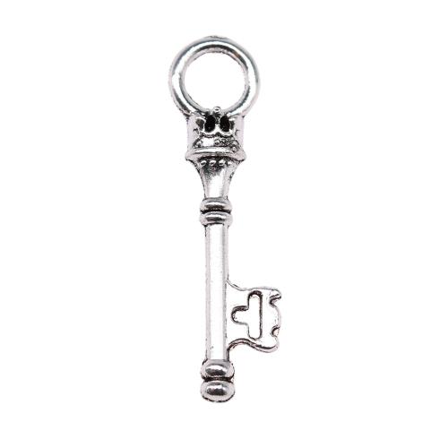 Pingentes-chave de liga de zinco, banho de cor prata antiga, Vintage & joias de moda & DIY, 34x8mm, vendido por PC