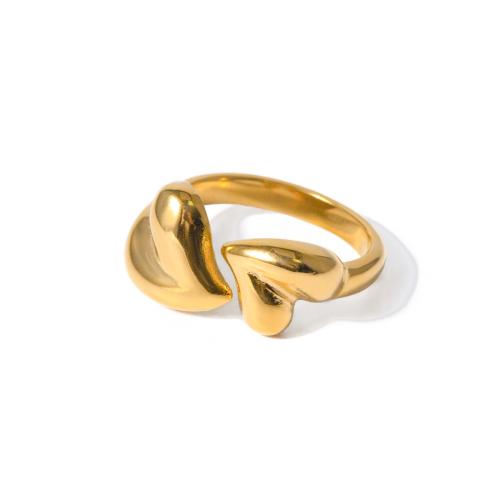 Rustfrit stål fingre Ringe, 304 rustfrit stål, 18K forgyldt, mode smykker & for kvinde, Inner Diameter:1.65cm, Solgt af PC