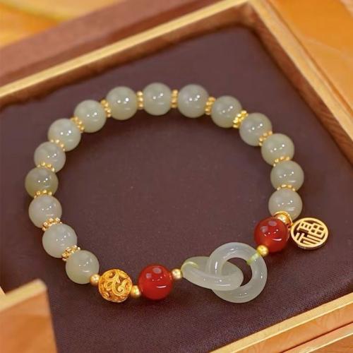 Hetian Jade Bracelet with Zinc Alloy & for woman Length Approx 6-7 Inch Sold By PC