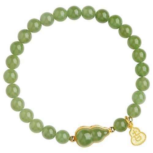 Green Jade Bracelet with Zinc Alloy Calabash fashion jewelry & for woman Length Approx 6-7 Inch Sold By PC