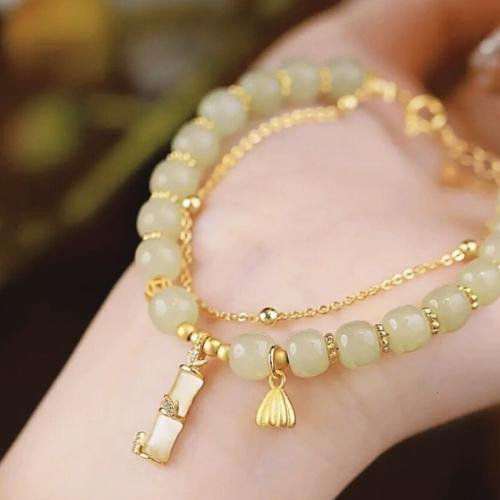 Hetian Jade Bracelet with Zinc Alloy & for woman Length Approx 6-8 Inch Sold By PC