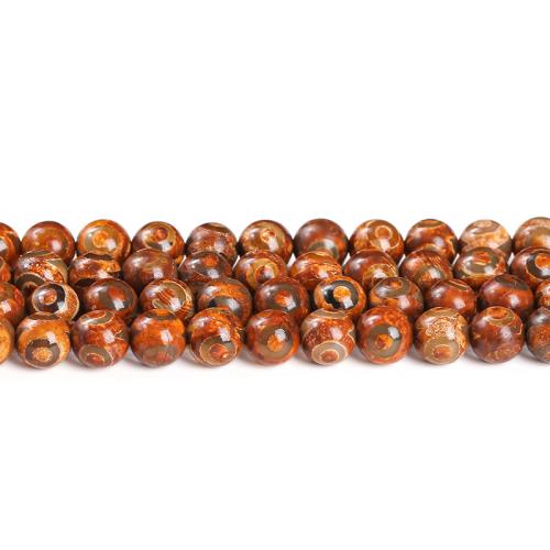 Ágata natural tibetano Dzi Beads, Ágata tibetana, Roda, polido, DIY, 8mm, 47PCs/Strand, vendido por Strand
