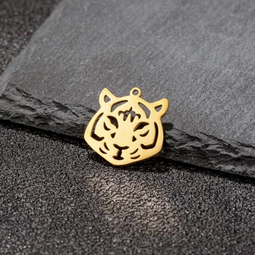 Stainless Steel Animal Pendants 304 Stainless Steel Tiger Vacuum Ion Plating fashion jewelry & DIY & hollow Sold By Bag