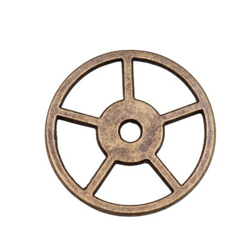 Zinc Alloy Flat runde vedhæng, antik bronze farve forgyldt, Vintage & mode smykker & du kan DIY & hule, 24mm, Solgt af PC