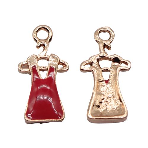 المعلقات المينا سبائك الزنك, تنورة, العتيقة لون الذهب مطلي, خمر & مجوهرات الموضة & ديي, أحمر, 22x11mm, تباع بواسطة PC