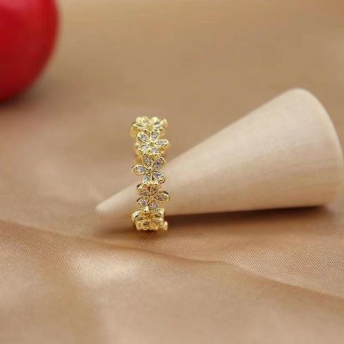 Cubic Zirconia Micro Pave Brass Ring Flower fashion jewelry & micro pave cubic zirconia & for woman US Ring Sold By PC