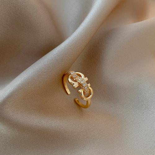 Cubique anneau en laiton Circonia Micro Pave, bijoux de mode & pavé de micro zircon & pour femme, Taille:7, Vendu par PC