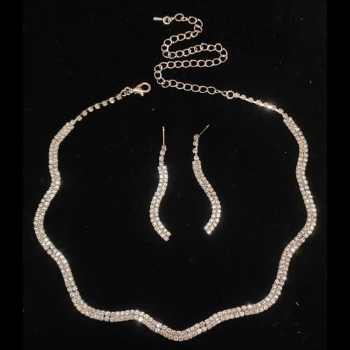 Стразы Ювелирные наборы, серьги & ожерелье, Кристаллы, 2 шт. & ювелирные изделия моды & Женский, earring 52mm, длина Приблизительно 31.5 см, продается указан