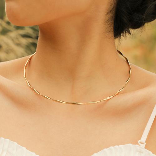 Krage Halsband, 304 rostfritt stål, plated, mode smycken, gyllene, Säljs av PC
