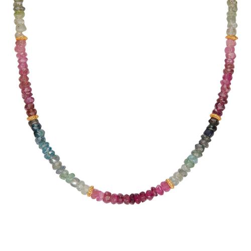 925 Sterling Silver Necklaces with Tourmaline with 5cm extender chain for woman multi-colored Length 36 cm Sold By PC