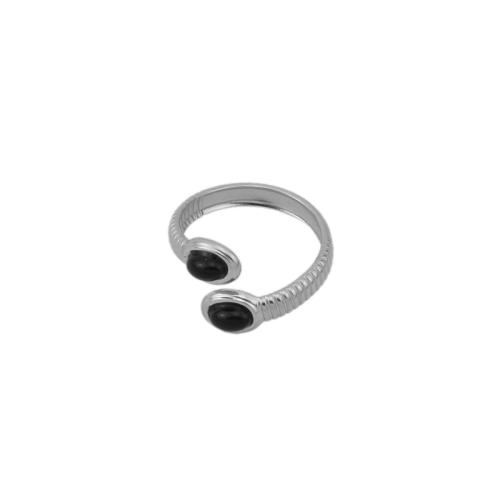 Nerezové Šatonové prst prsten, 304 Stainless Steel, módní šperky & unisex & s drahokamu, Původní barva, Thickness 1.3mm, Prodáno By PC