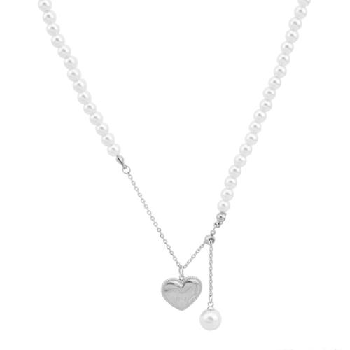 Edelstahl Schmuck Halskette, 304 Edelstahl, mit Kunststoff Perlen, mit Verlängerungskettchen von 5cm, Modeschmuck & für Frau, originale Farbe, Länge ca. 50 cm, verkauft von PC