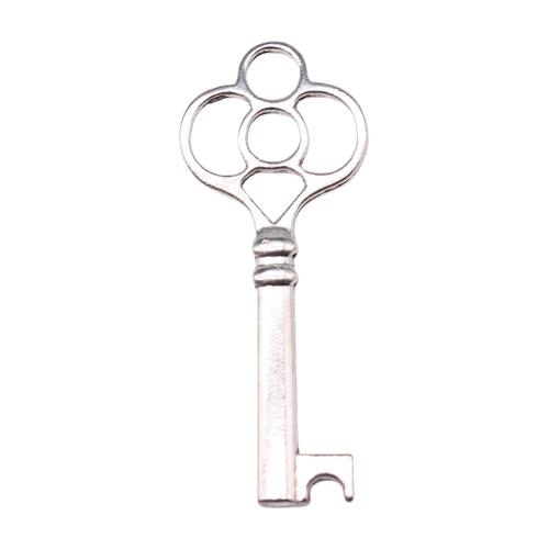 Pingentes-chave de liga de zinco, banho de cor prata antiga, Vintage & joias de moda & DIY, 43x17mm, vendido por PC