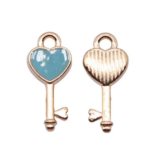 Zinc Alloy Key Pendants gold color plated fashion jewelry & DIY & enamel Sold By PC