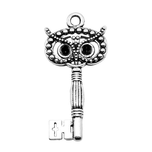 Pingentes-chave de liga de zinco, banho de cor prata antiga, Vintage & joias de moda & DIY, 60x29mm, vendido por PC