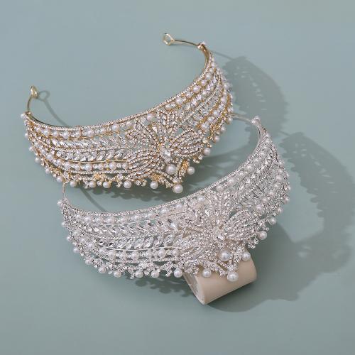 Tiara's, Zinc Alloy, met Kristal & Plastic Pearl, mode sieraden & voor vrouw & met strass, meer kleuren voor de keuze, diameter 155mm, height 68mm, Verkocht door PC