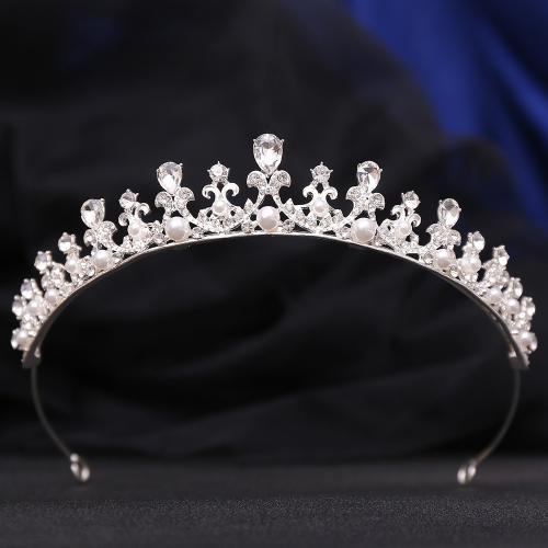 Bridal Tiaras Zinc Alloy with Crystal & Plastic Pearl fashion jewelry & for woman & with rhinestone diameter 130mm height 26mm Sold By PC