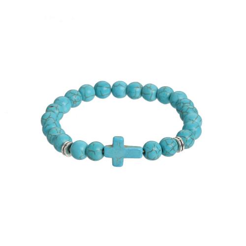 Gemstone Bracelets Natural Stone with Zinc Alloy Cross fashion jewelry & Unisex mm Length Approx 19-19.5 cm Sold By PC