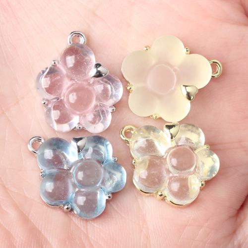 Zinc Alloy Flower Pendants with Resin plated DIY nickel lead & cadmium free Approx 2mm Sold By Bag