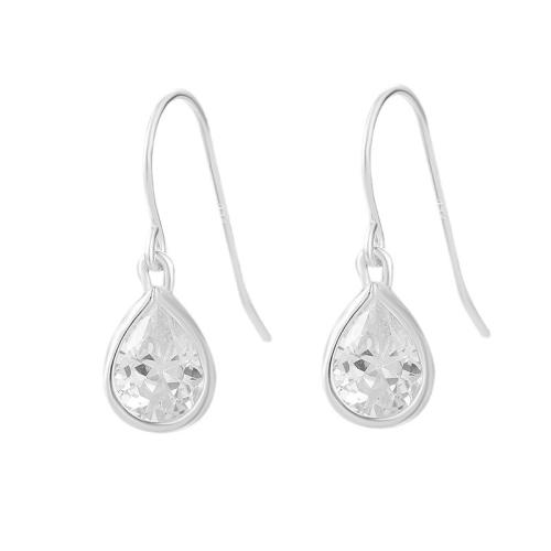 925 Sterling Silver Drop &  Dangle Earrings, for woman & with rhinestone, silver color, Sold By Pair