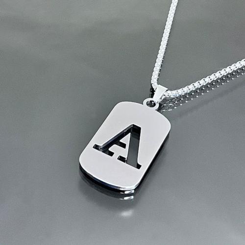 Titanium Steel Necklace polished letters are from A to Z & Unisex original color Length Approx 61-70 cm Sold By PC