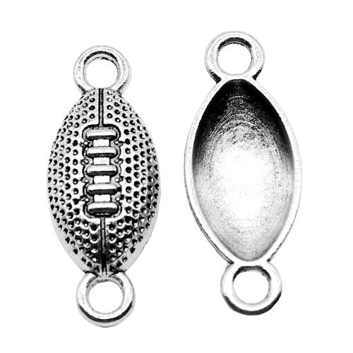 Złącza ze stopu cynku, Stop cynku, Rugby Ball, Platerowane kolorem starego srebra, Vintage & biżuteria moda & DIY & kółko1/1, 10x25mm, sprzedane przez PC