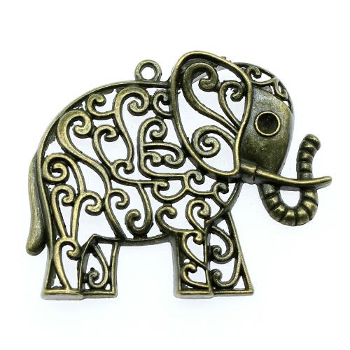 سبائك الزنك المعلقات الحيوان, فيل, مطلي, خمر & مجوهرات الموضة & ديي & أجوف, المزيد من الألوان للاختيار, 60x50mm, تباع بواسطة PC