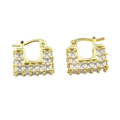 Cubic Zirconia Micro Pave Brass Earring high quality plated fashion jewelry & micro pave cubic zirconia & for woman Sold By Pair