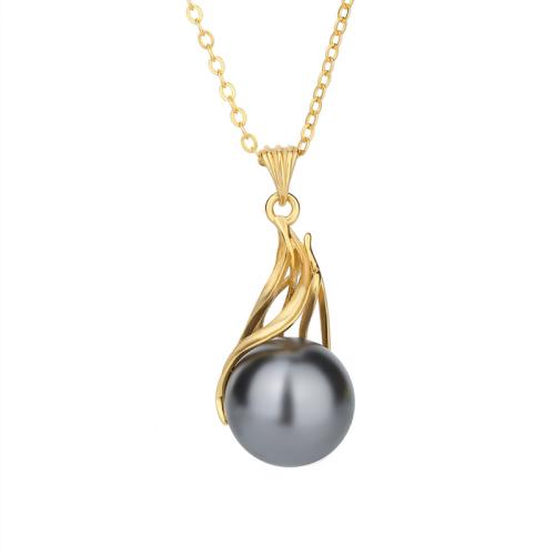 Sterling Sølv Halskæder, 925 Sterling Sølv, med Shell Pearl, med 5cm extender kæde, mode smykker & for kvinde, flere farver til valg, Længde Ca. 40 cm, Solgt af PC