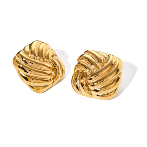 Stainless Steel Stud Earrings, 304 Stainless Steel, 18K gold plated, fashion jewelry & for woman, golden, 24.50x24.50mm, Sold By Pair