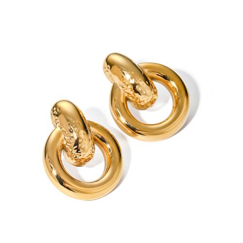 Roestvrij staal Stud Earrings, 304 roestvrij staal, 18K verguld, mode sieraden & voor vrouw, gouden, 22.10x28mm, Verkocht door pair