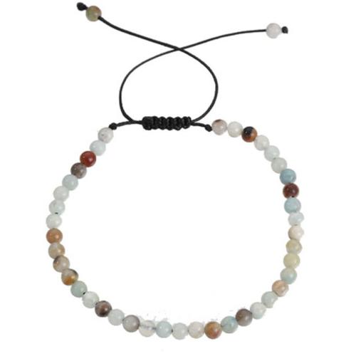 Gemstone Bracelets Natural Stone with Wax Cord Round handmade fashion jewelry & Unisex & adjustable mm Length Approx 16-30 cm Sold By PC