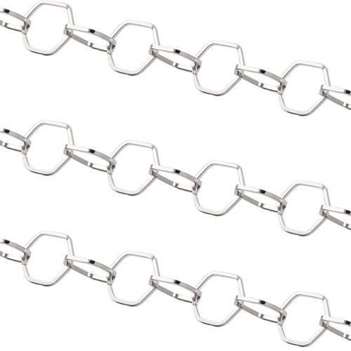Nerezová ocel šperky řetěz, 304 Stainless Steel, Šestiúhelník, DIY, Původní barva, 12.50x1mm, Prodáno By m