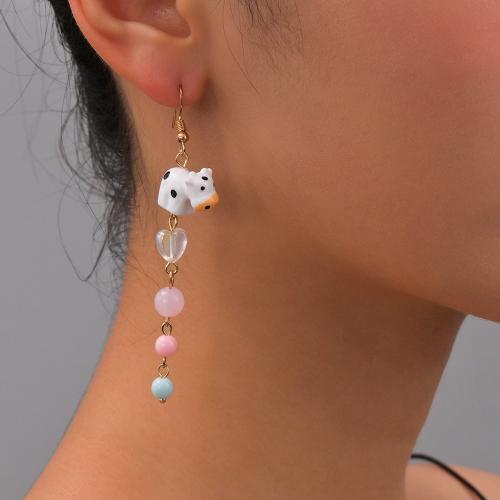 Iron Earring with Resin plated fashion jewelry mixed colors 81mm Sold By Pair