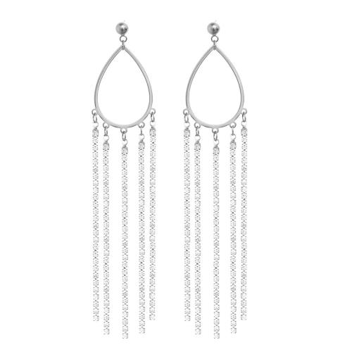 304 Stainless Steel Drop Earring plated fashion jewelry & with rhinestone Sold By Pair