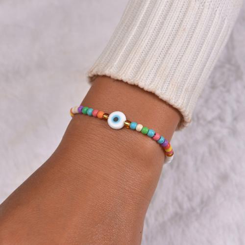 Mode créer Bracelets cordon de cire, Seedbead, avec corde de cire & résine & fer, bijoux de mode, couleurs mélangées, Vendu par PC