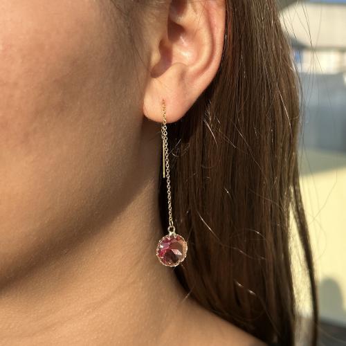 Acier inoxydable 304 boucles d'oreilles chaîne, avec cristal, Placage, bijoux de mode, plus de couleurs à choisir, Vendu par paire