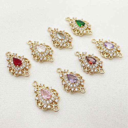 Cubic Zirconia Micro Pave Brass Connector plated DIY & micro pave cubic zirconia Sold By Lot