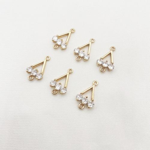 Cubic Zirconia Micro Pave Brass Connector plated DIY & micro pave cubic zirconia gold Sold By Lot