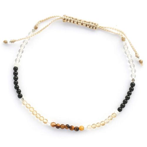 Bracelets de cristal, avec turquoise & oeil de tigre, unisexe & styles différents pour le choix, Cristal blanc argenté, Longueur 16 cm, Vendu par PC
