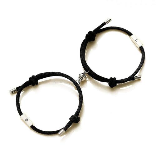 Couple Bracelet and Bangle Zinc Alloy with Milan Cord handmade 2 pieces & Unisex Length 16 cm Sold By Set