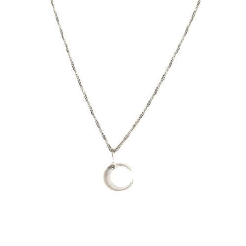 Messing Halskæde, med Shell, med 5cm extender kæde, mode smykker & for kvinde, sølv, Længde Ca. 40 cm, Solgt af PC