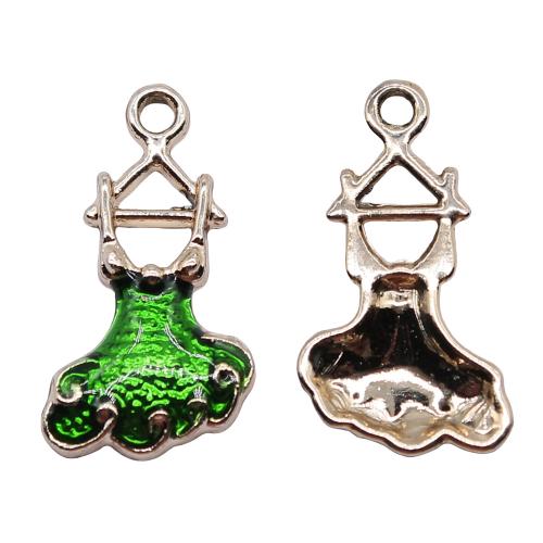 Tibetan Style Enamel Pendants, Skirt, gold color plated, fashion jewelry & DIY, green, 22x11mm, Sold By PC