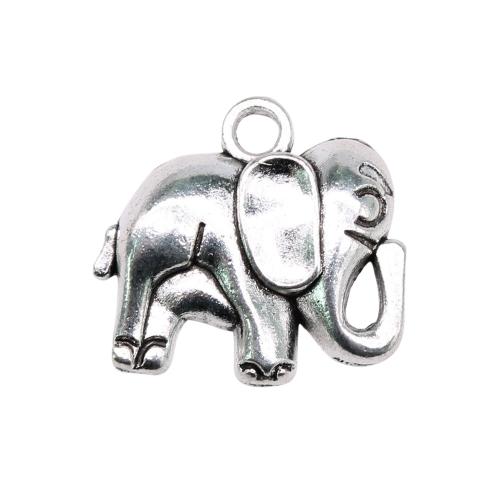Pingentes animais de liga de zinco, Elefante, banho de cor prata antiga, Vintage & joias de moda & DIY, 21x20mm, vendido por PC